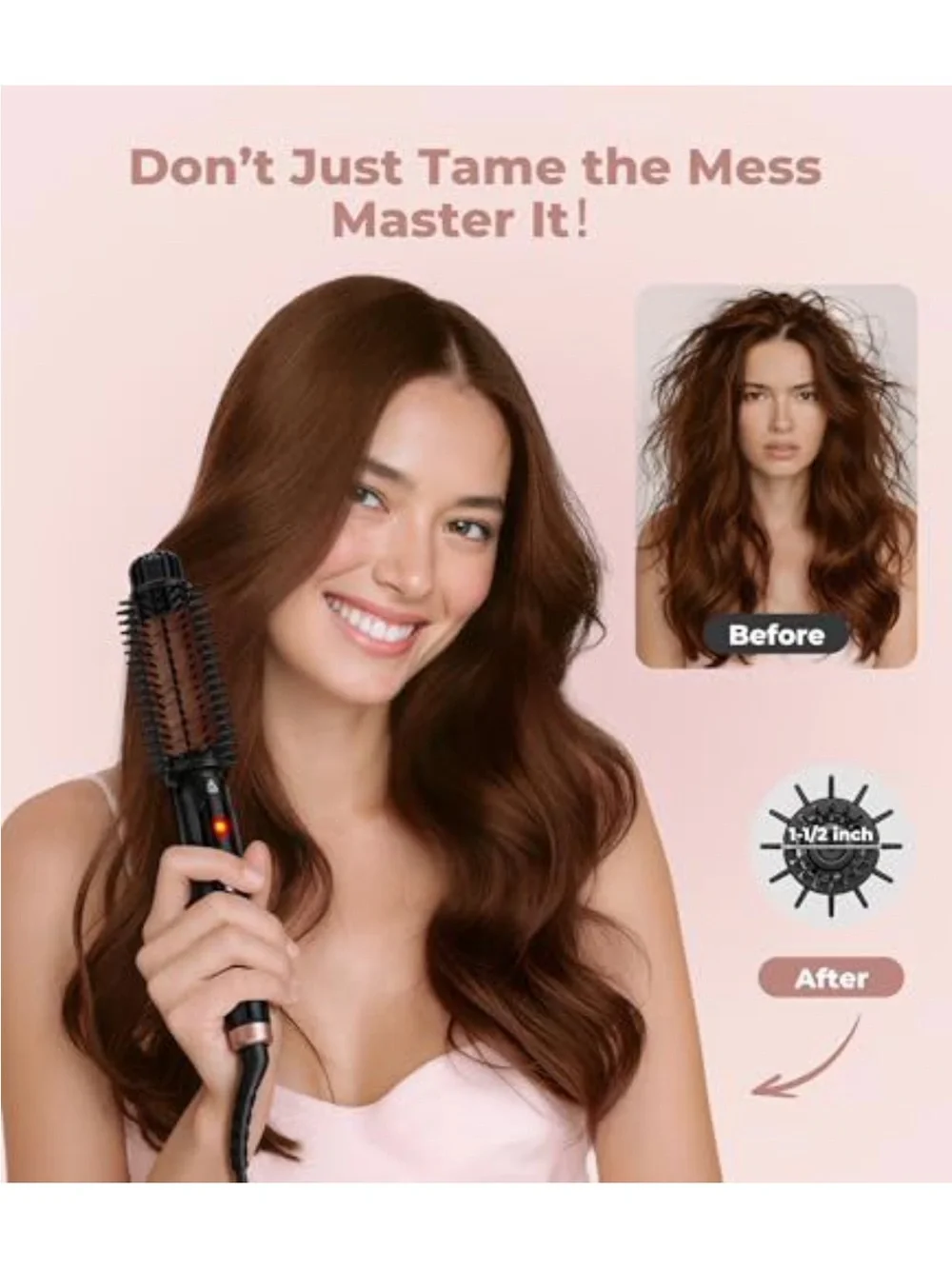 Black & Rose Gold Heated Styling Brush for Men Grooming
